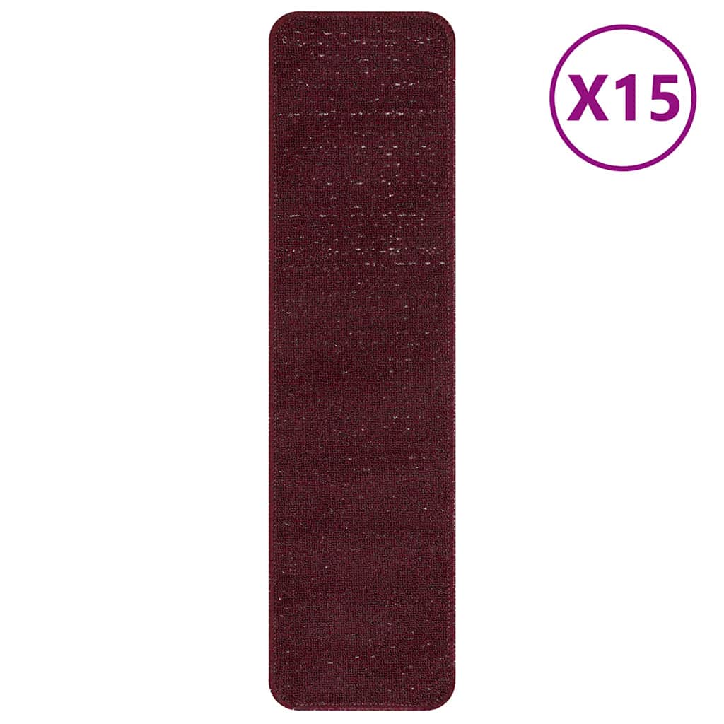 Skridsikre Trappemåtter 15 stk. 75 x 20 cm Bordeaux PP