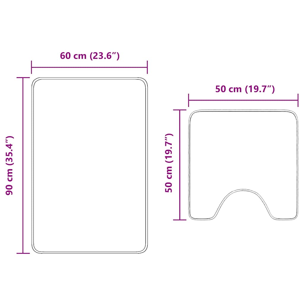 Anti-skid badevægs måttesæt 2 stk. Lilla 50 x 50 cm PP
