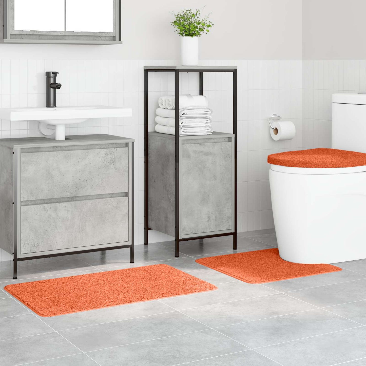 Anti-skid badevægs måttesæt 3 stk. Orange 50 x 80 cm PP
