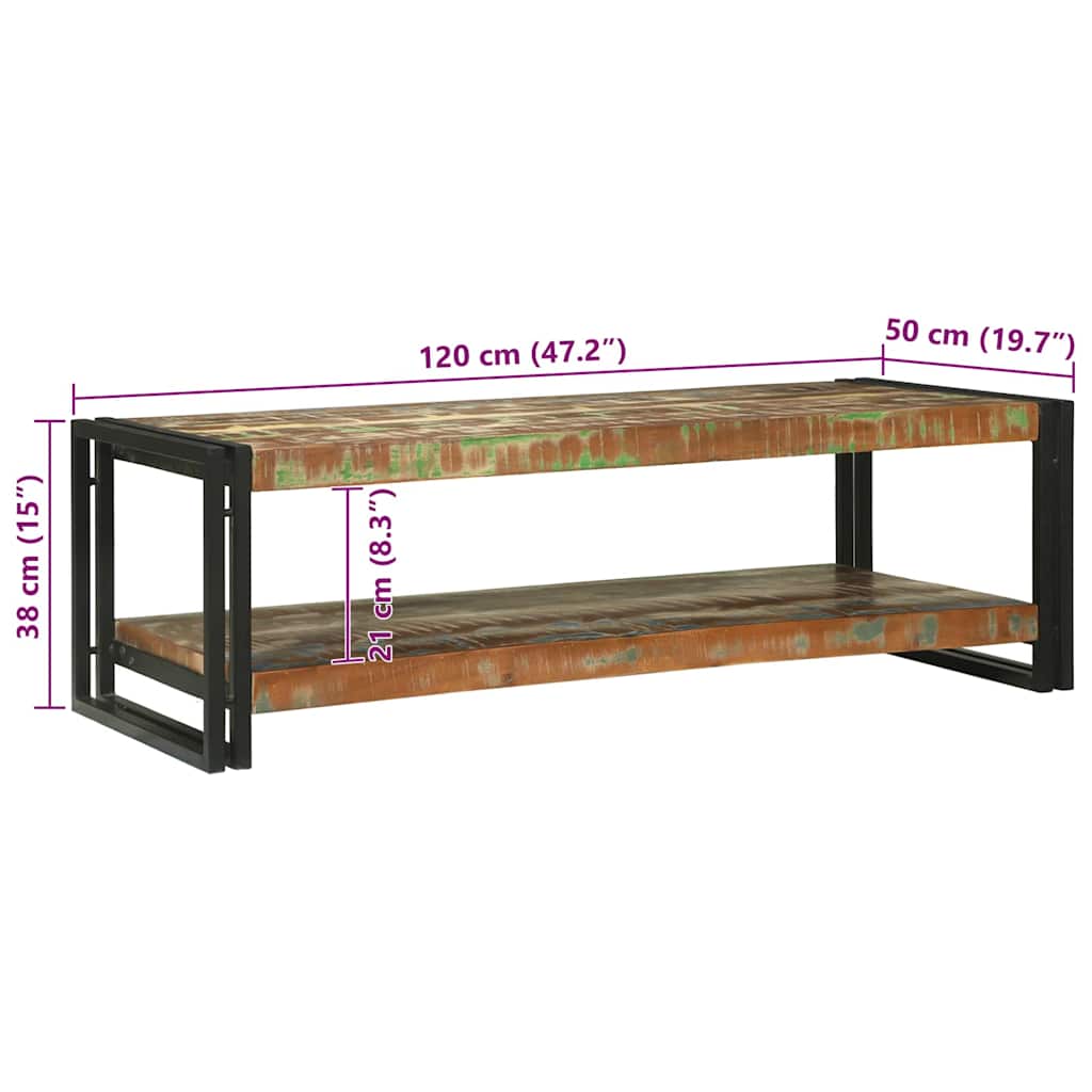 Sofabord Flerfarvet 120 x 50 x 38 cm Solid genbrugs træ