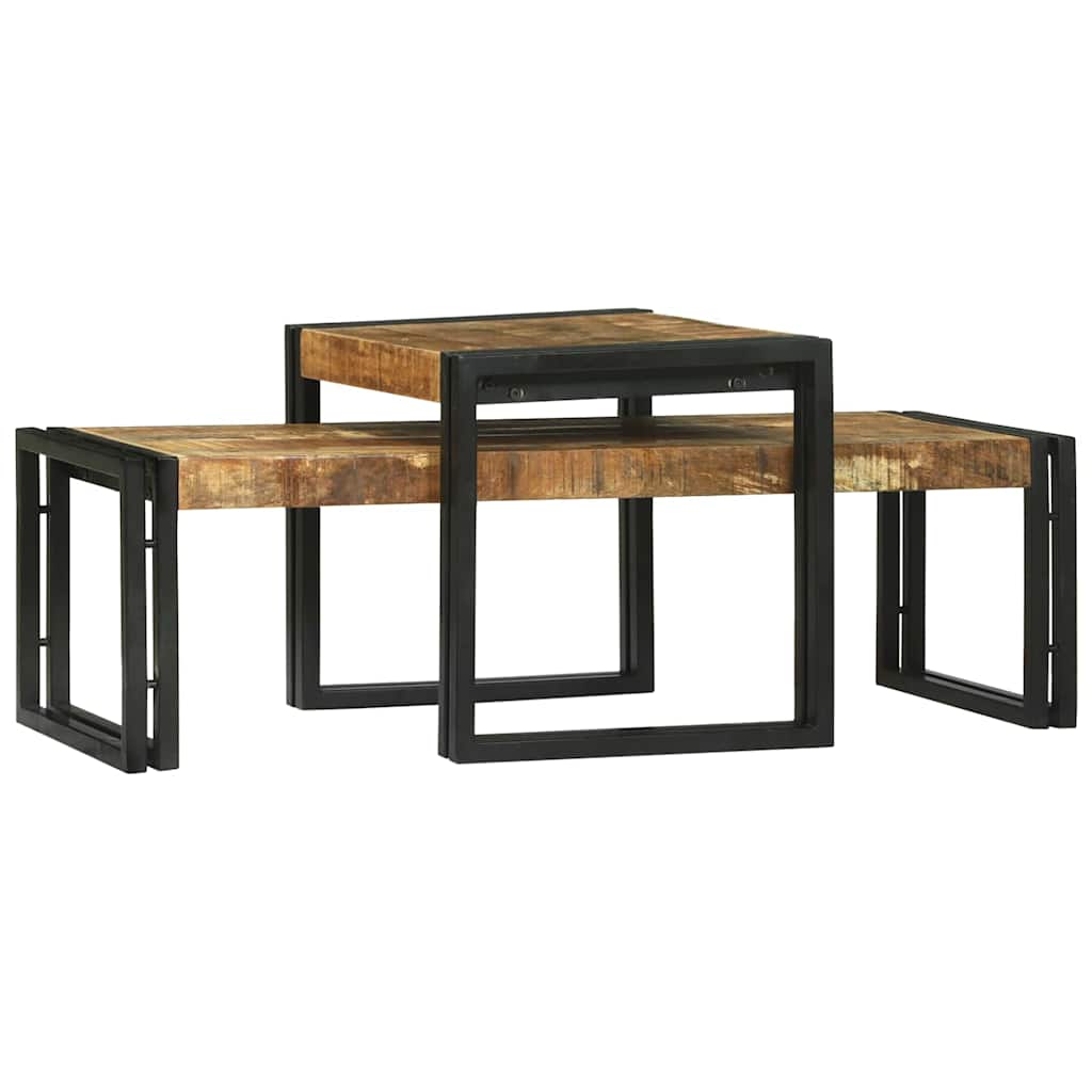 Sofabord 2 stk. Brun 48 x 40 x 40 cm Massivt mangotræ
