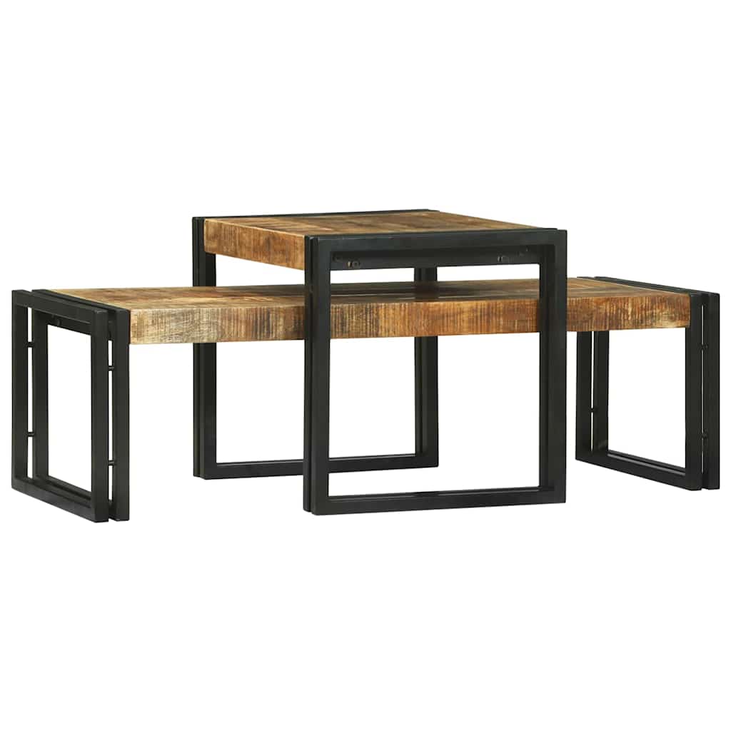 Sofabord 2 stk. Brun 48 x 40 x 40 cm Massivt mangotræ
