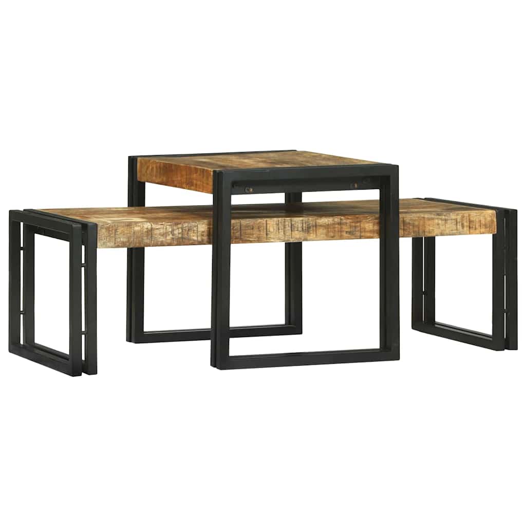 Sofabord 2 stk. Brun 48 x 40 x 40 cm Massivt mangotræ