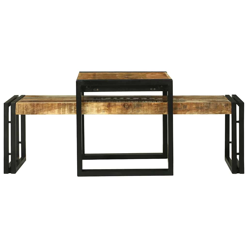 Sofabord 2 stk. Brun 48 x 40 x 40 cm Massivt mangotræ