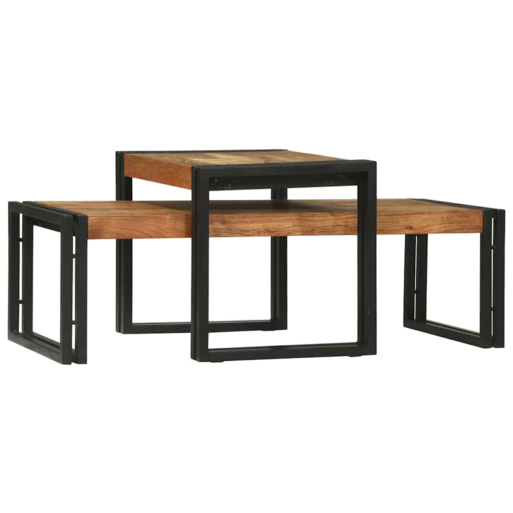 Sofabord 2 stk. Brun 48 x 40 x 40 cm Massivt Akacietræ