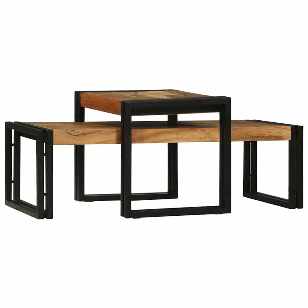 Sofabord 2 stk. Brun 48 x 40 x 40 cm Massivt Akacietræ