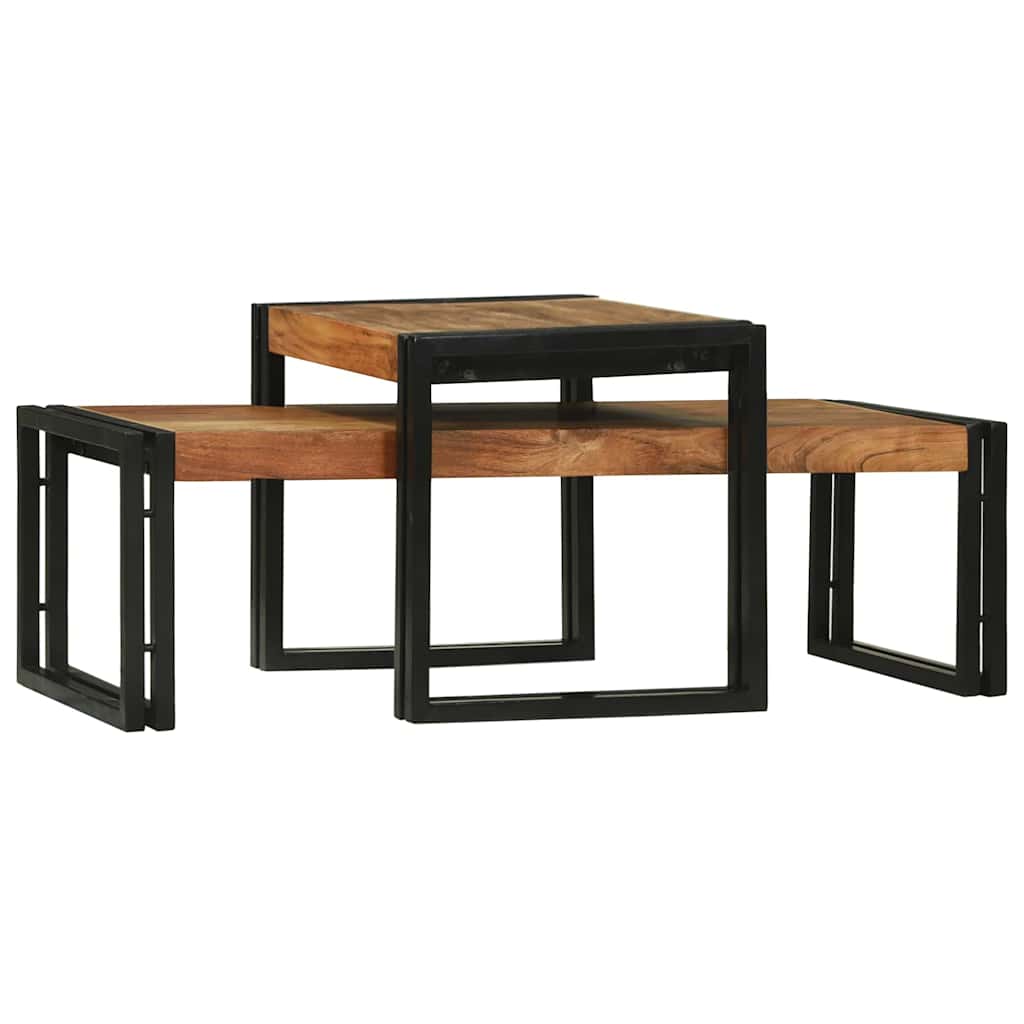 Sofabord 2 stk. Brun 48 x 40 x 40 cm Massivt Akacietræ