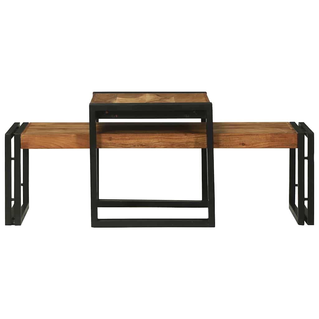 Sofabord 2 stk. Brun 48 x 40 x 40 cm Massivt Akacietræ