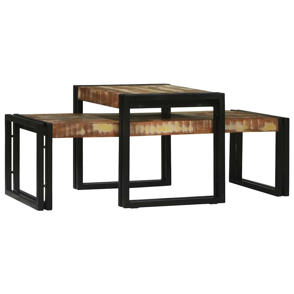 Sofabord 2 stk. Flerfarvet 48 x 40 x 40 cm Solid genbrugs træ