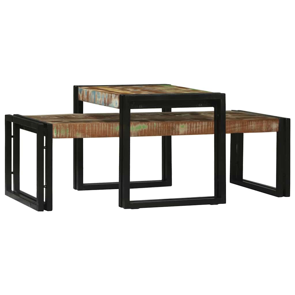 Sofabord 2 stk. Flerfarvet 48 x 40 x 40 cm Solid genbrugs træ