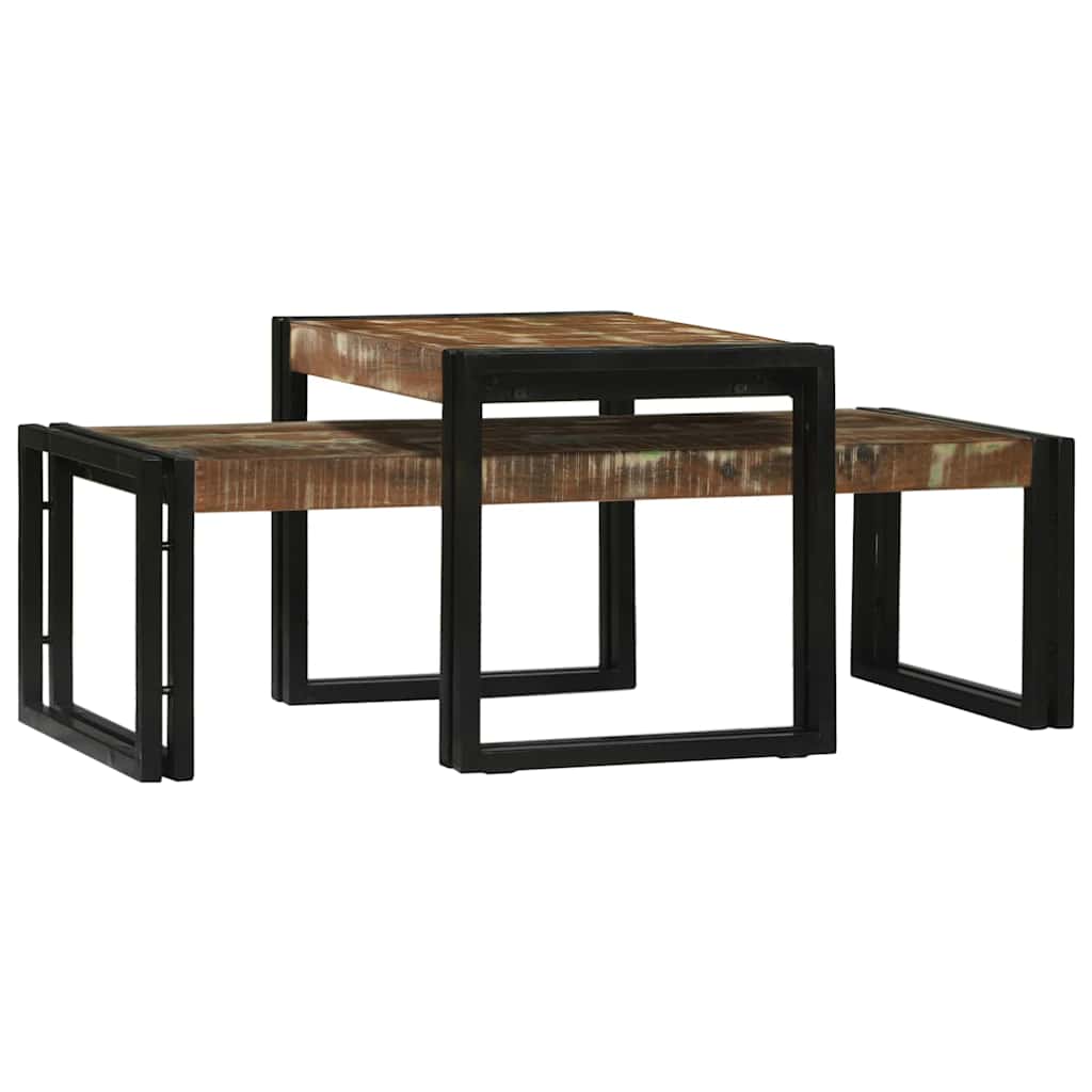 Sofabord 2 stk. Flerfarvet 48 x 40 x 40 cm Solid genbrugs træ