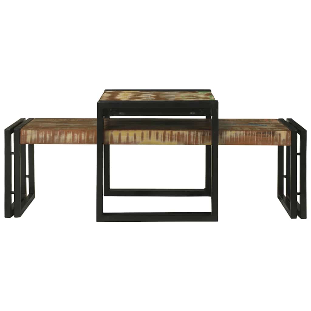 Sofabord 2 stk. Flerfarvet 48 x 40 x 40 cm Solid genbrugs træ