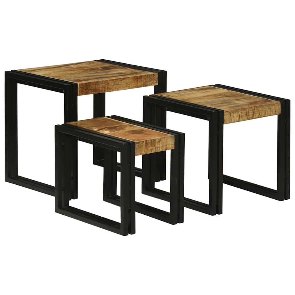 Nesting Bord 3 stk. Brun og sort 50 x 40 x 45 cm