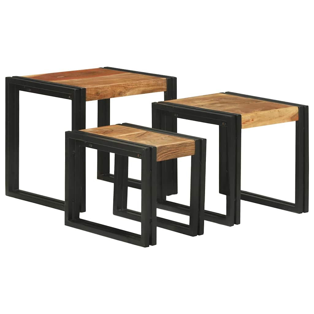 Nesting Bord 3 stk. Brun og sort 50 x 40 x 45 cm