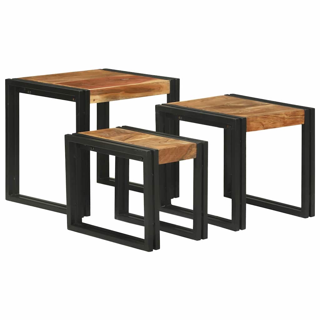 Nesting Bord 3 stk. Brun og sort 50 x 40 x 45 cm