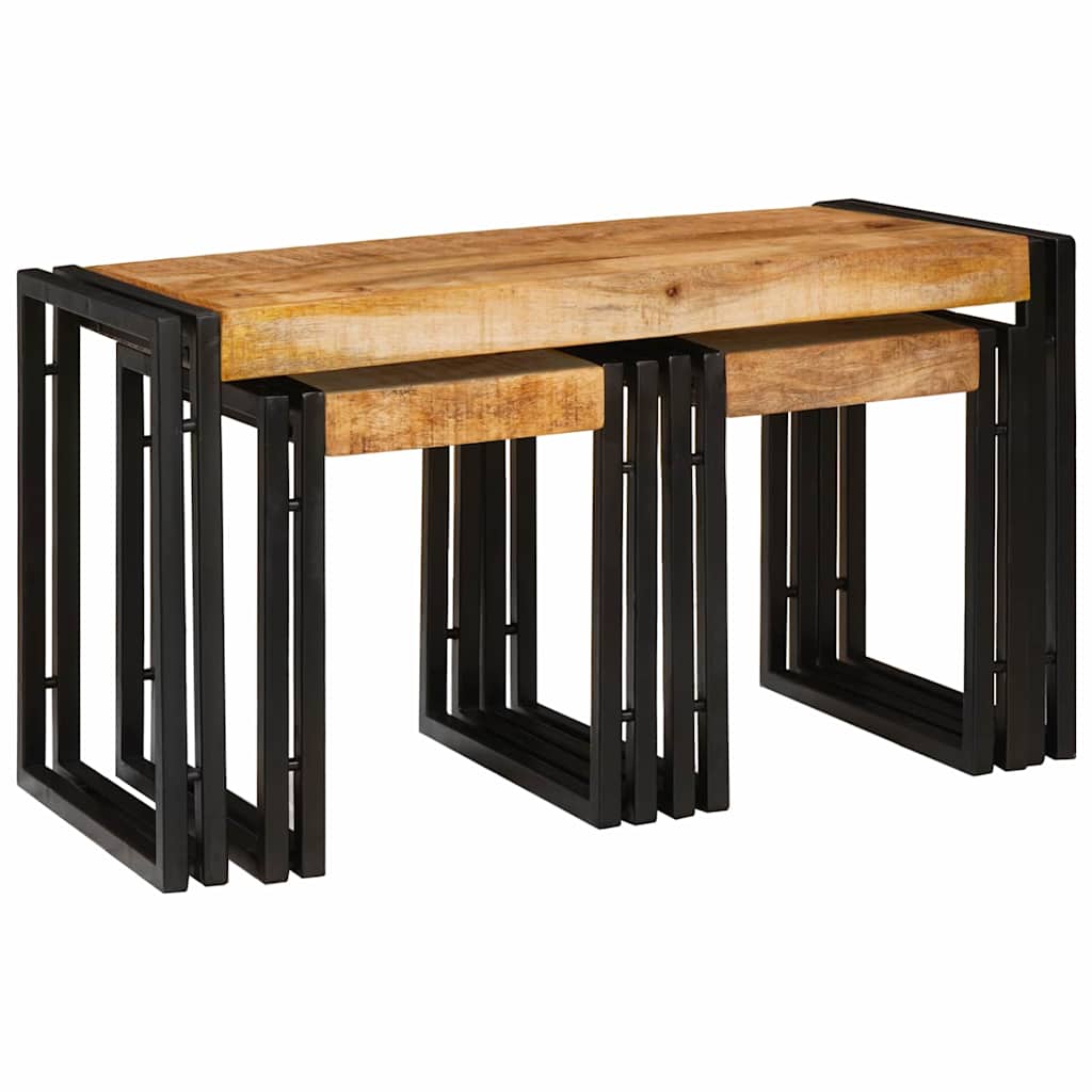 Nesting Bord 3 stk. Brun og sort 82 x 40 x 45 cm