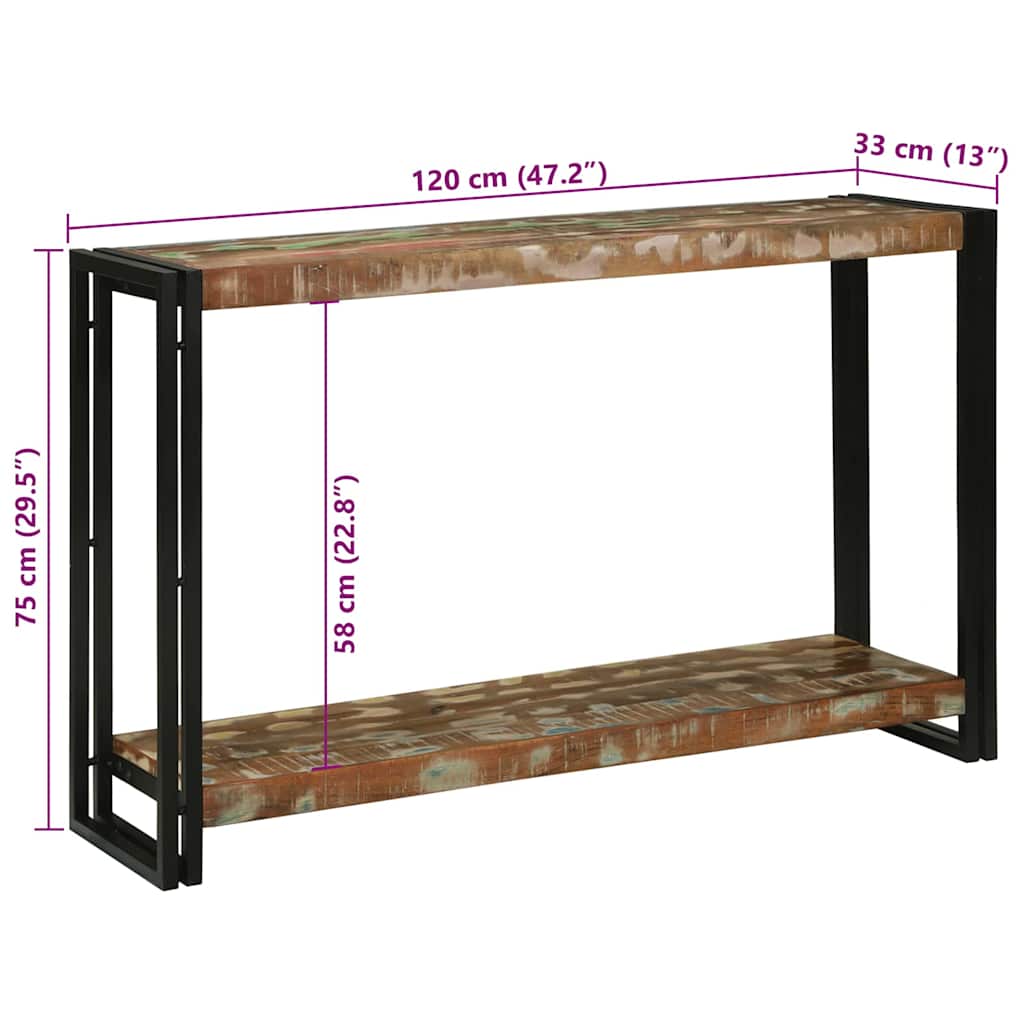 Konsolbord Flerfarvet 120 x 33 x 75 cm Solid genbrugs træ