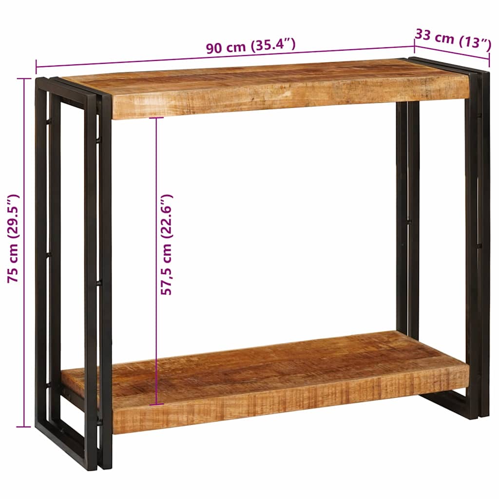 Konsolbord med hylde Brun 90 x 33 x 75 cm Massivt mangotræ