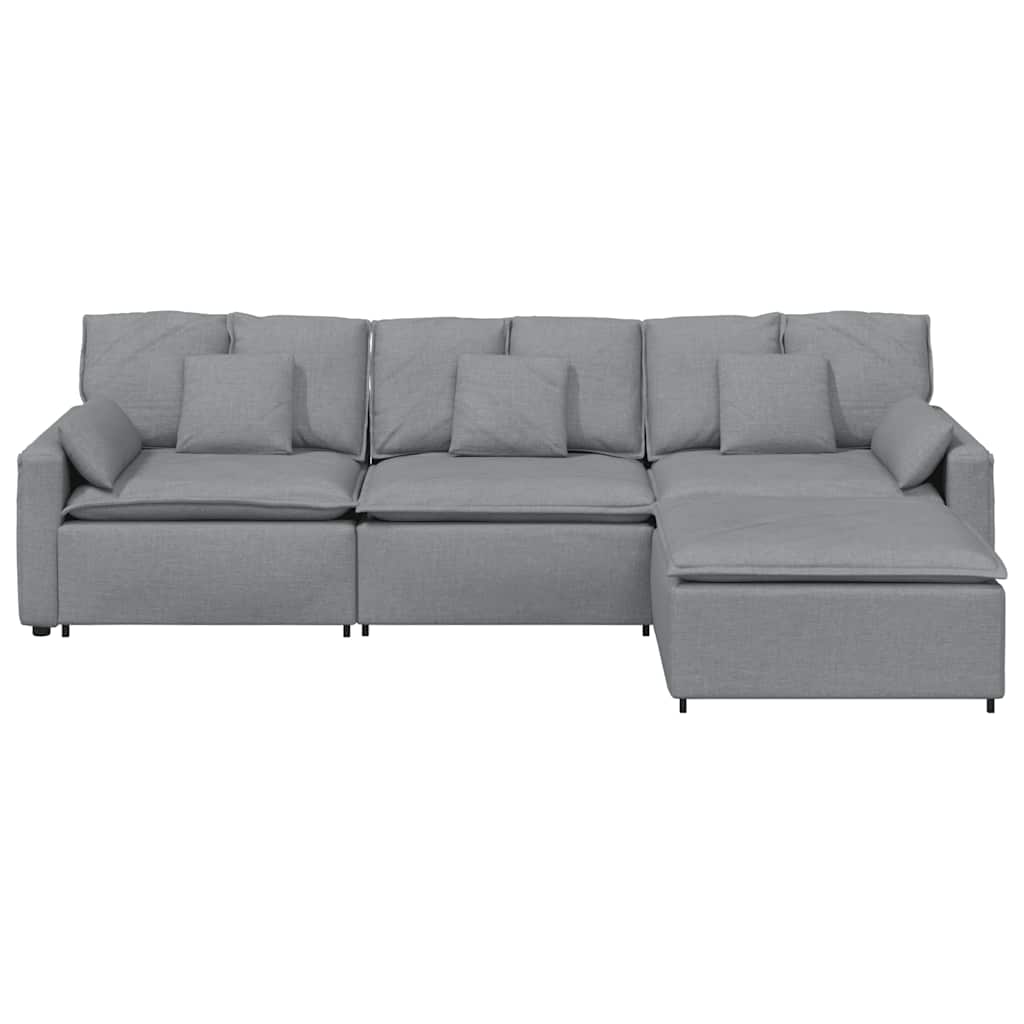 modulsofa med fodskammel og hynder lysegrå