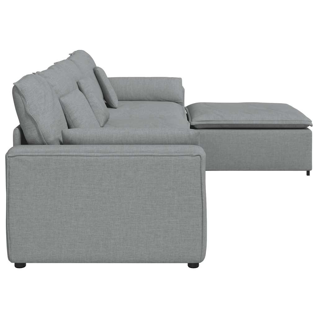 modulsofa med fodskammel og hynder lysegrå