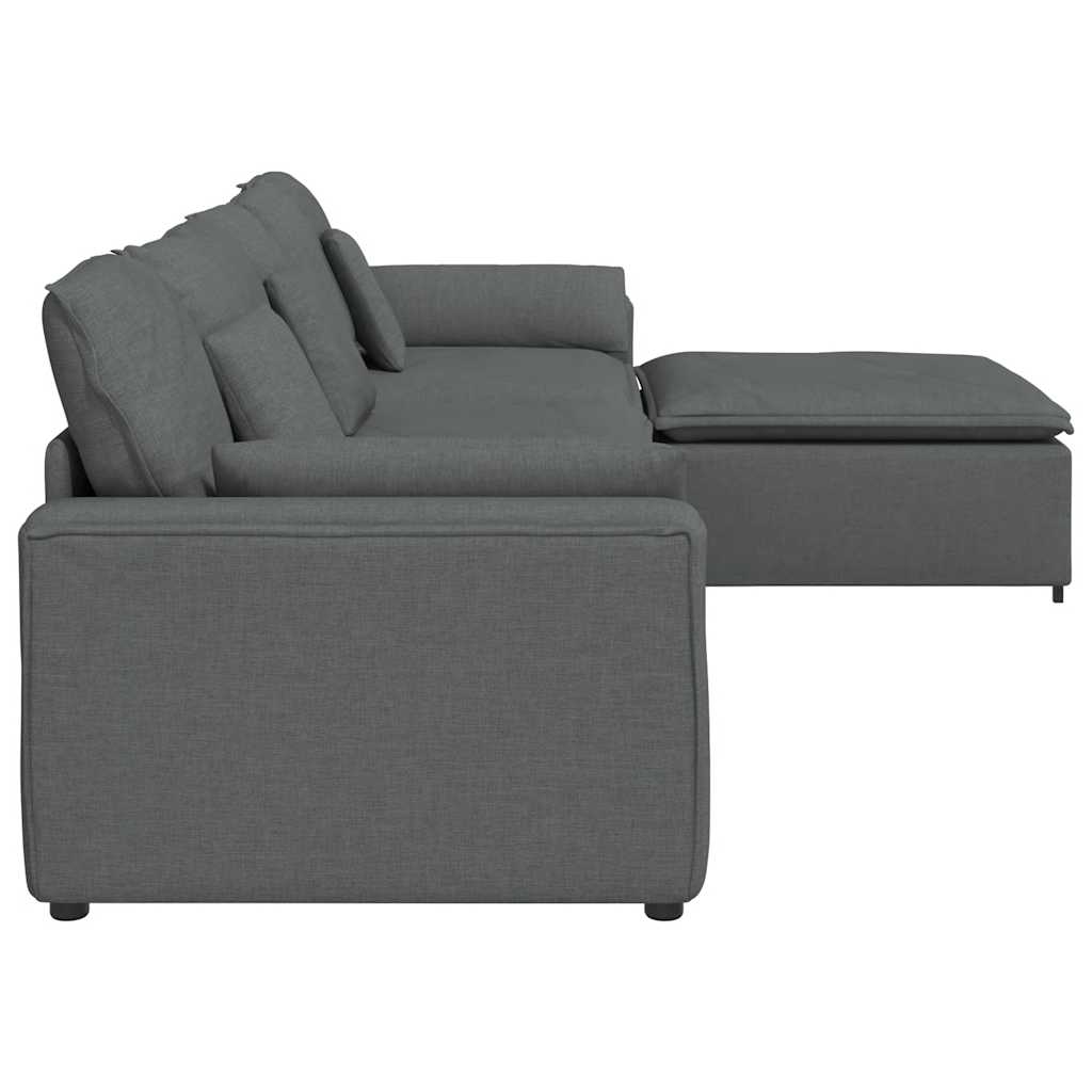 modulsofa med fodskammel og hynder mørkegrå