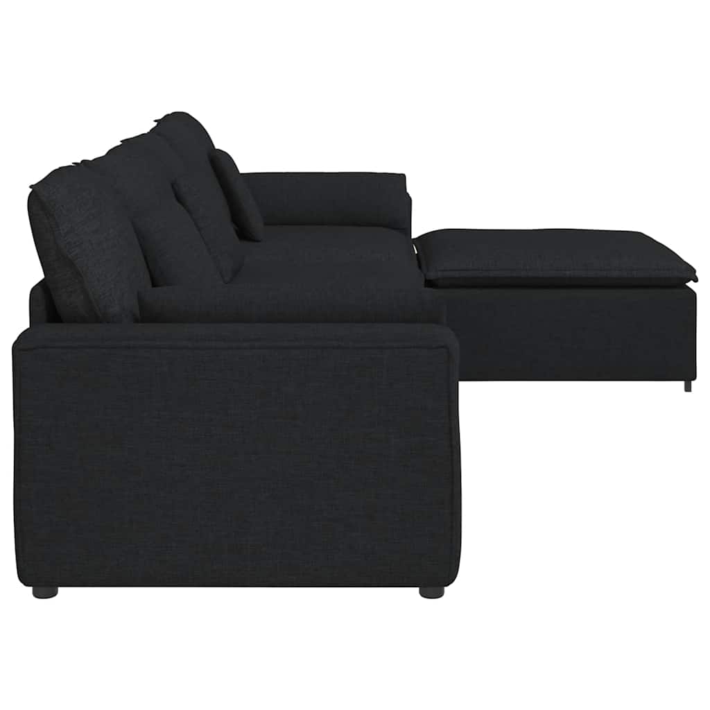 modulsofa med fodskammel og hynder sort