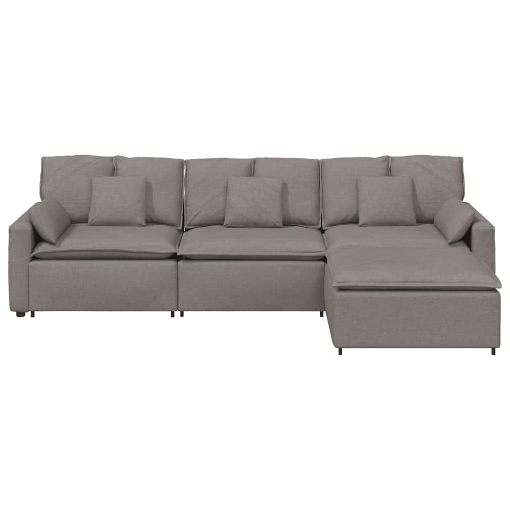 modulsofa med fodskammel og hynder gråbrun