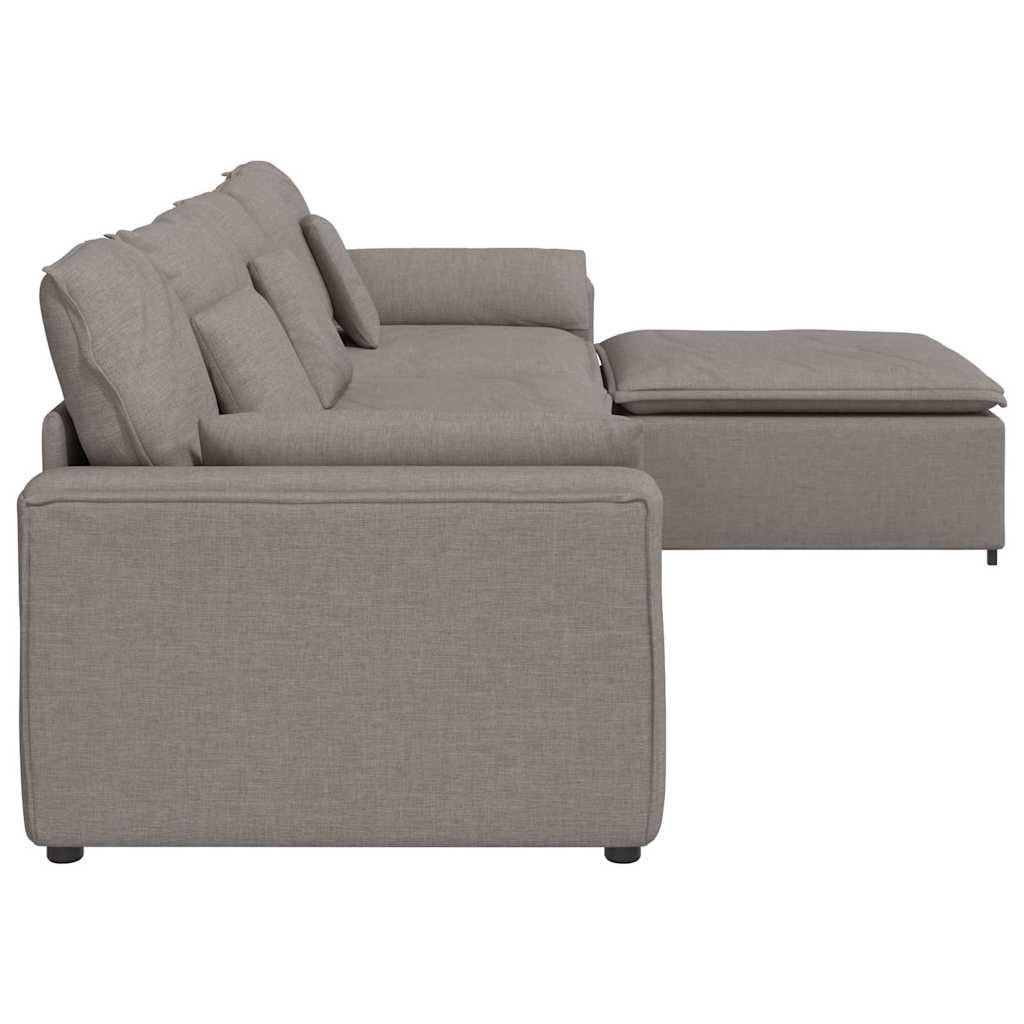 modulsofa med fodskammel og hynder gråbrun