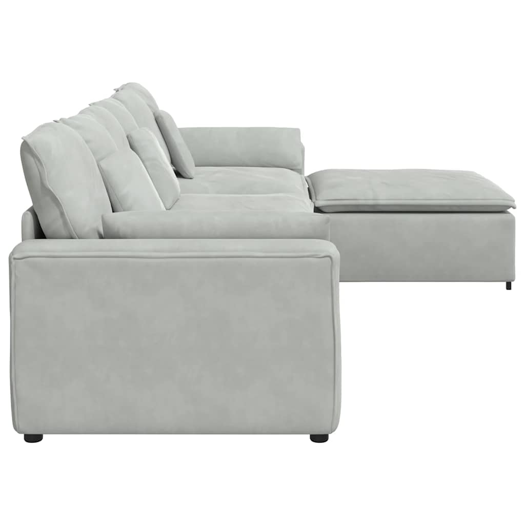 modulsofa med fodskammel og hynder lysegrå