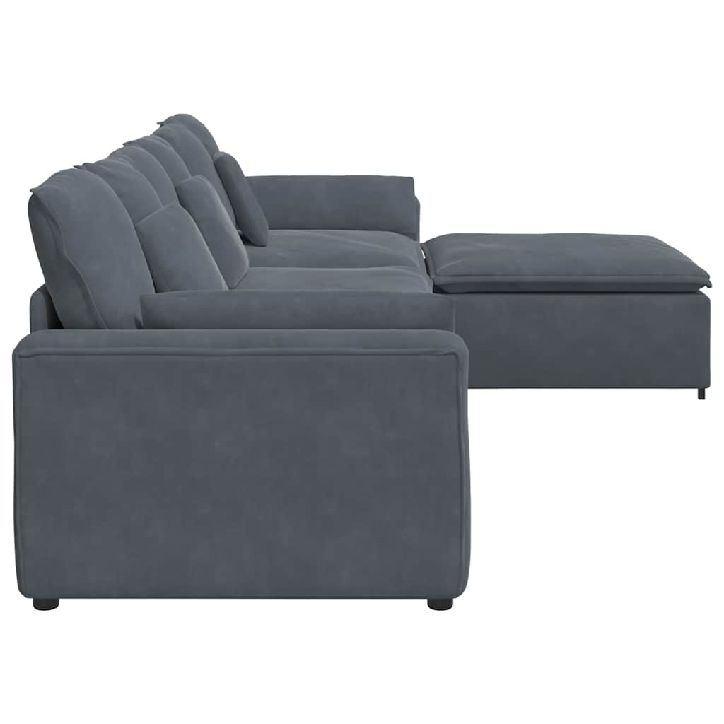 modulsofa med fodskammel og hynder mørkegrå