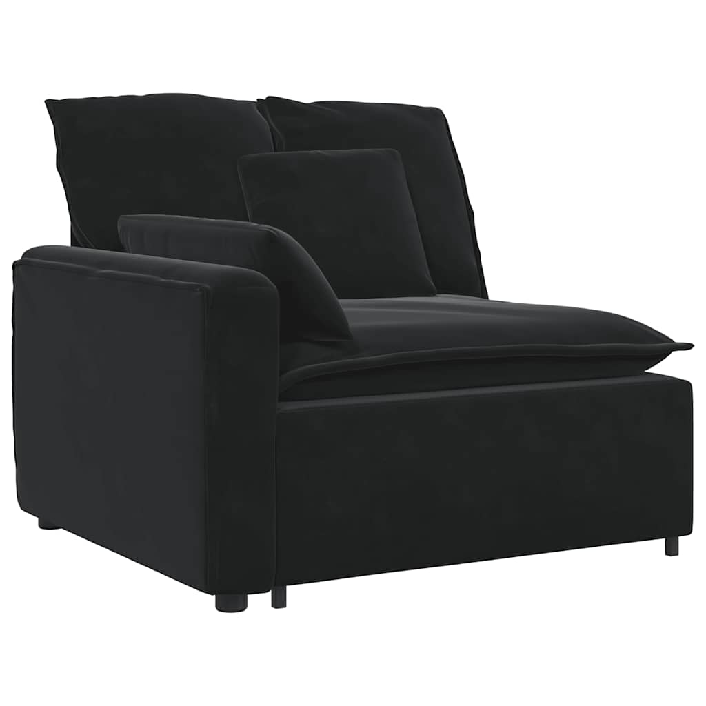 modulsofa med fodskammel og hynder sort