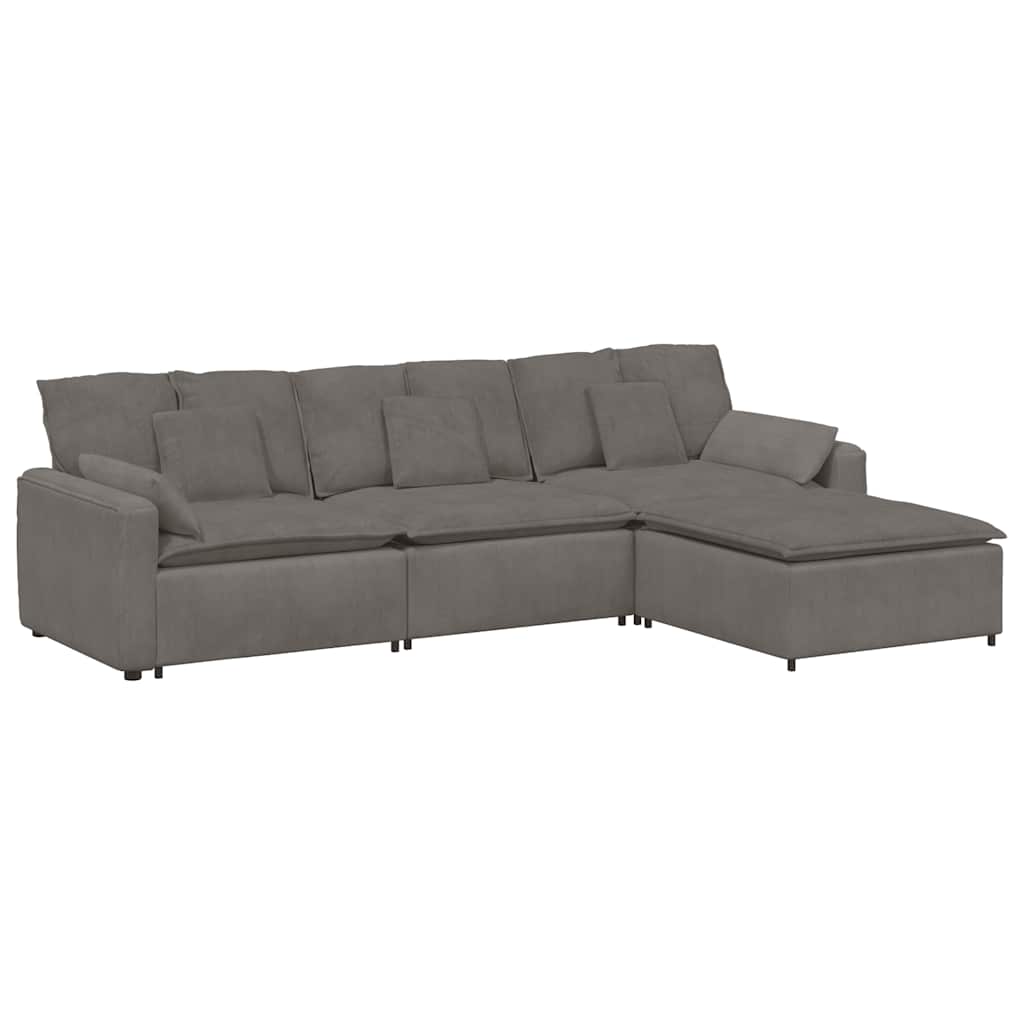 modulsofa med fodskammel og hynder lysegrå