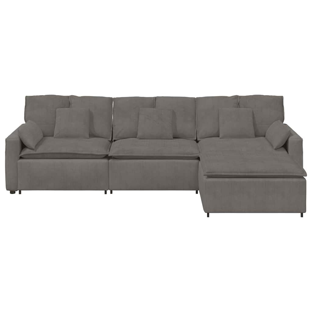 modulsofa med fodskammel og hynder lysegrå