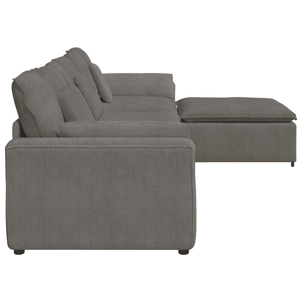 modulsofa med fodskammel og hynder lysegrå