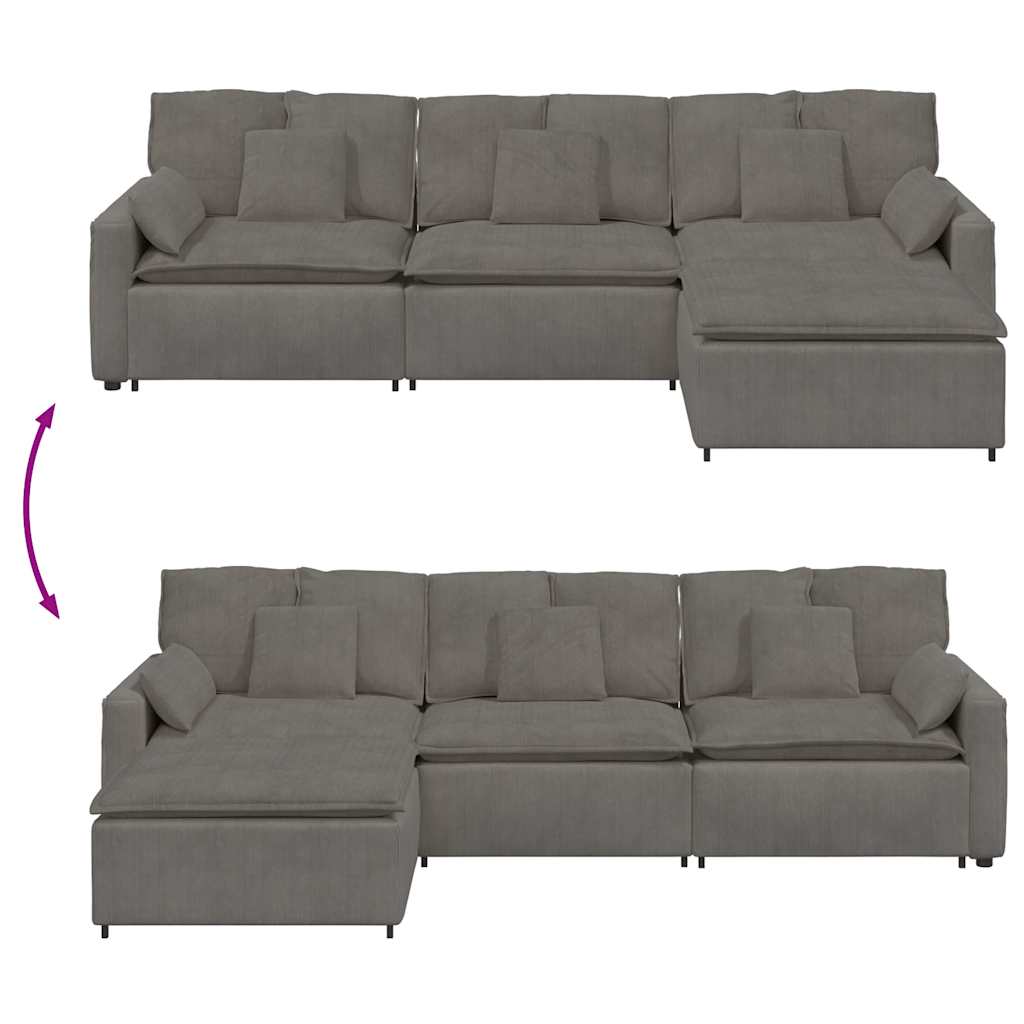 modulsofa med fodskammel og hynder lysegrå