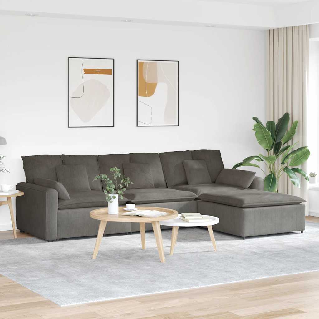 modulsofa med fodskammel og hynder lysegrå