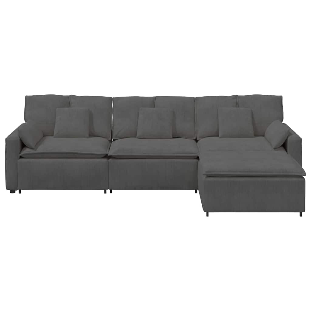 modulsofa med fodskammel og hynder mørkegrå