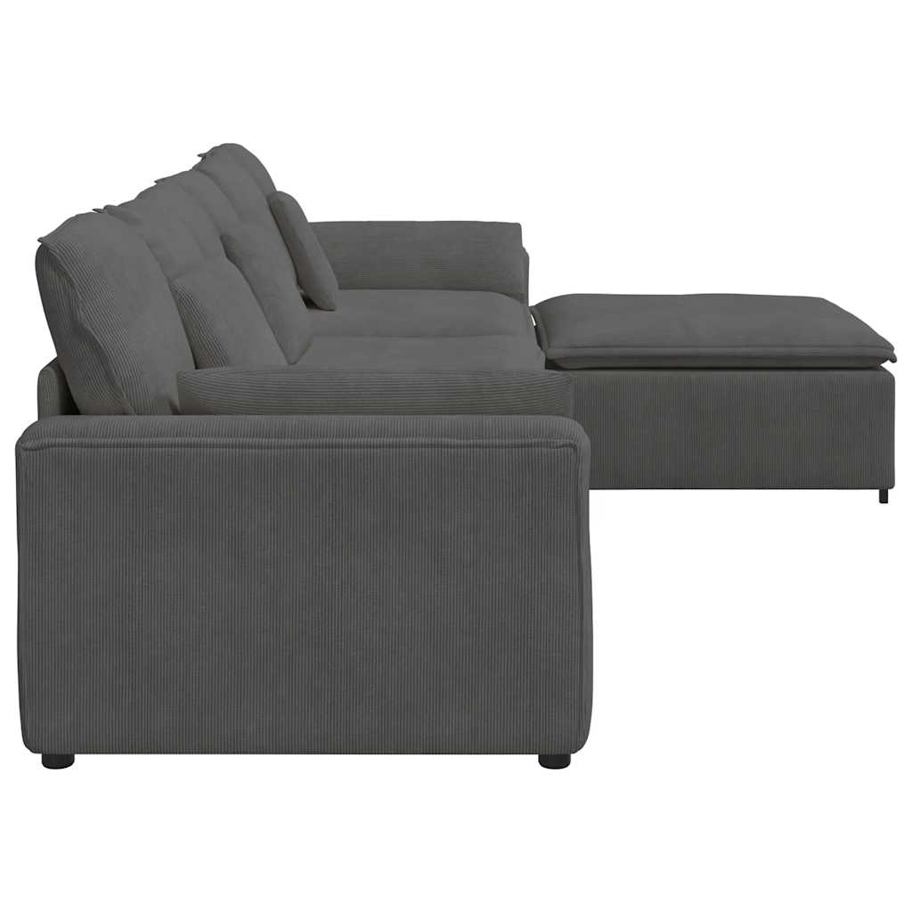modulsofa med fodskammel og hynder mørkegrå