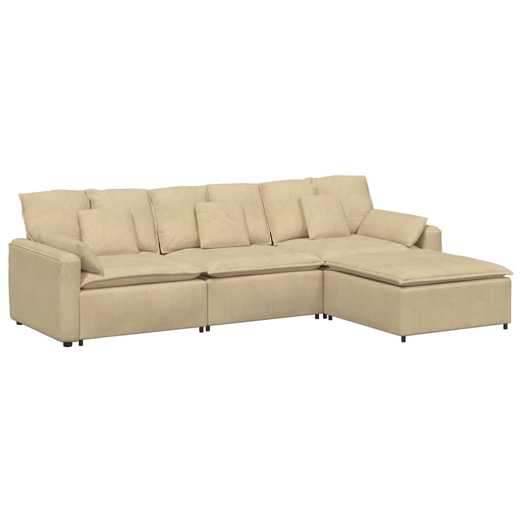 modulsofa med fodskammel og hynder grågrøn
