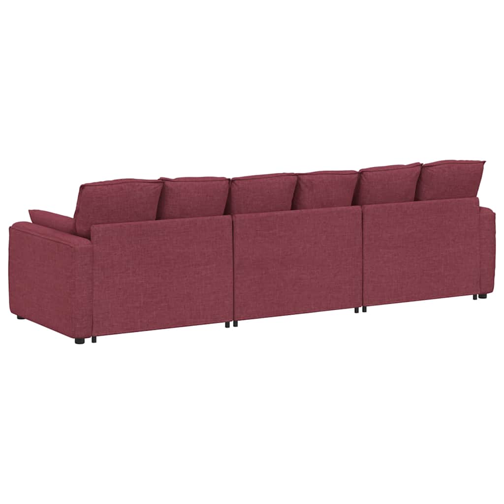 modulsofa med hynder vinrød
