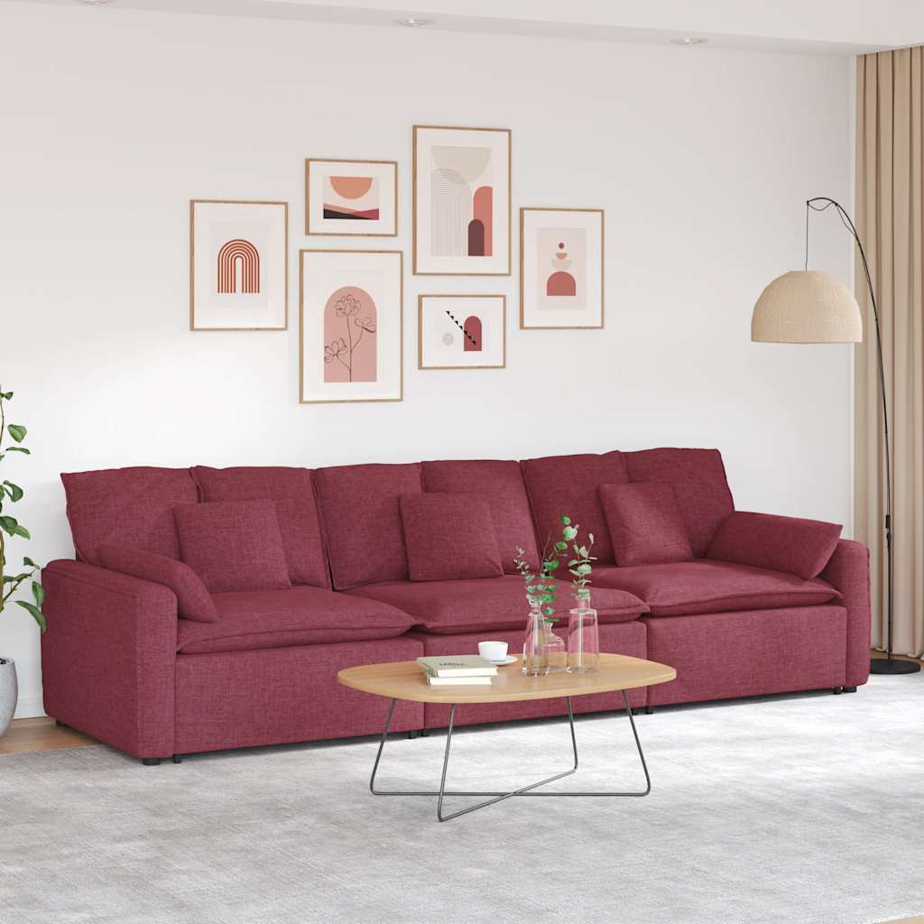 modulsofa med hynder vinrød