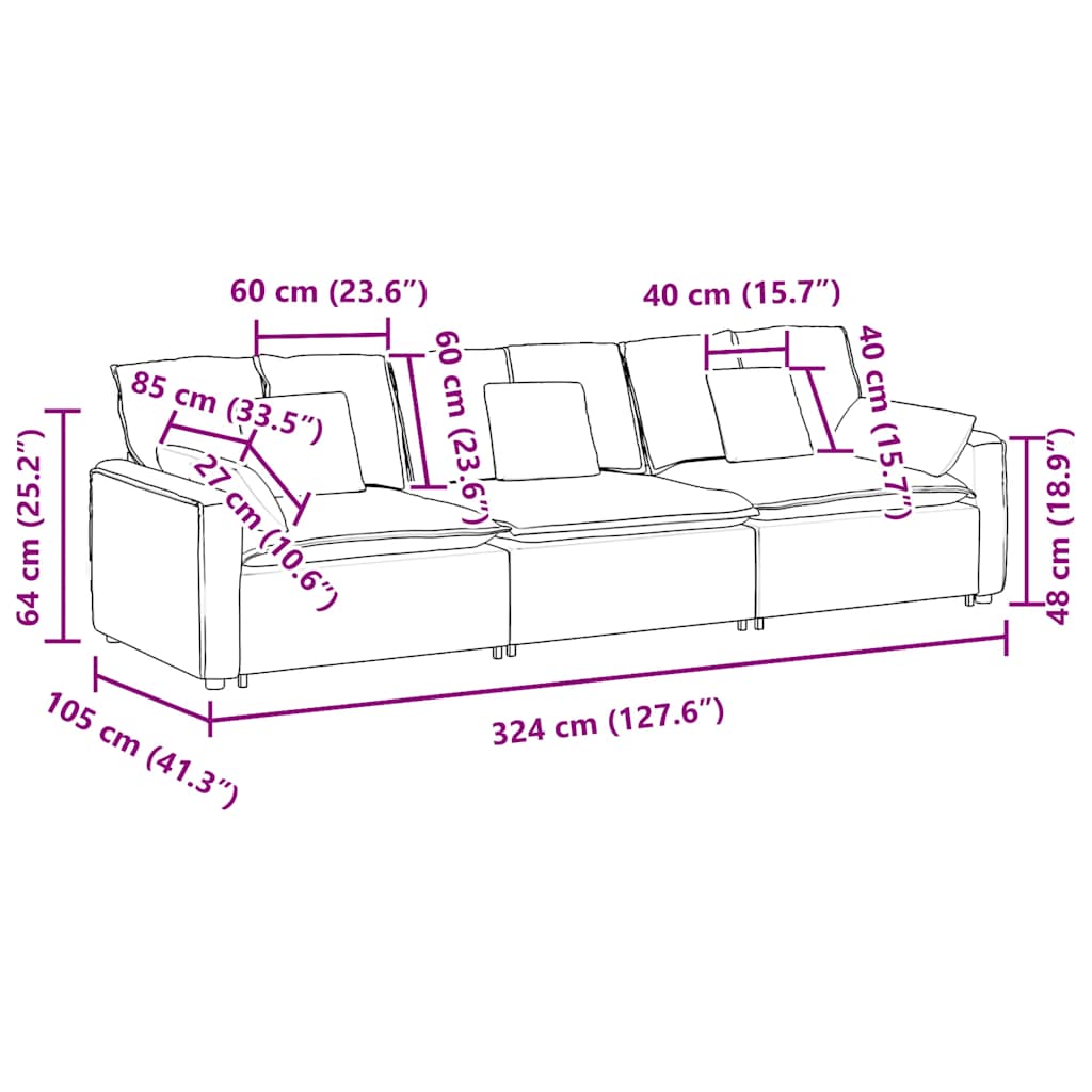 modulsofa med hynder gråbrun