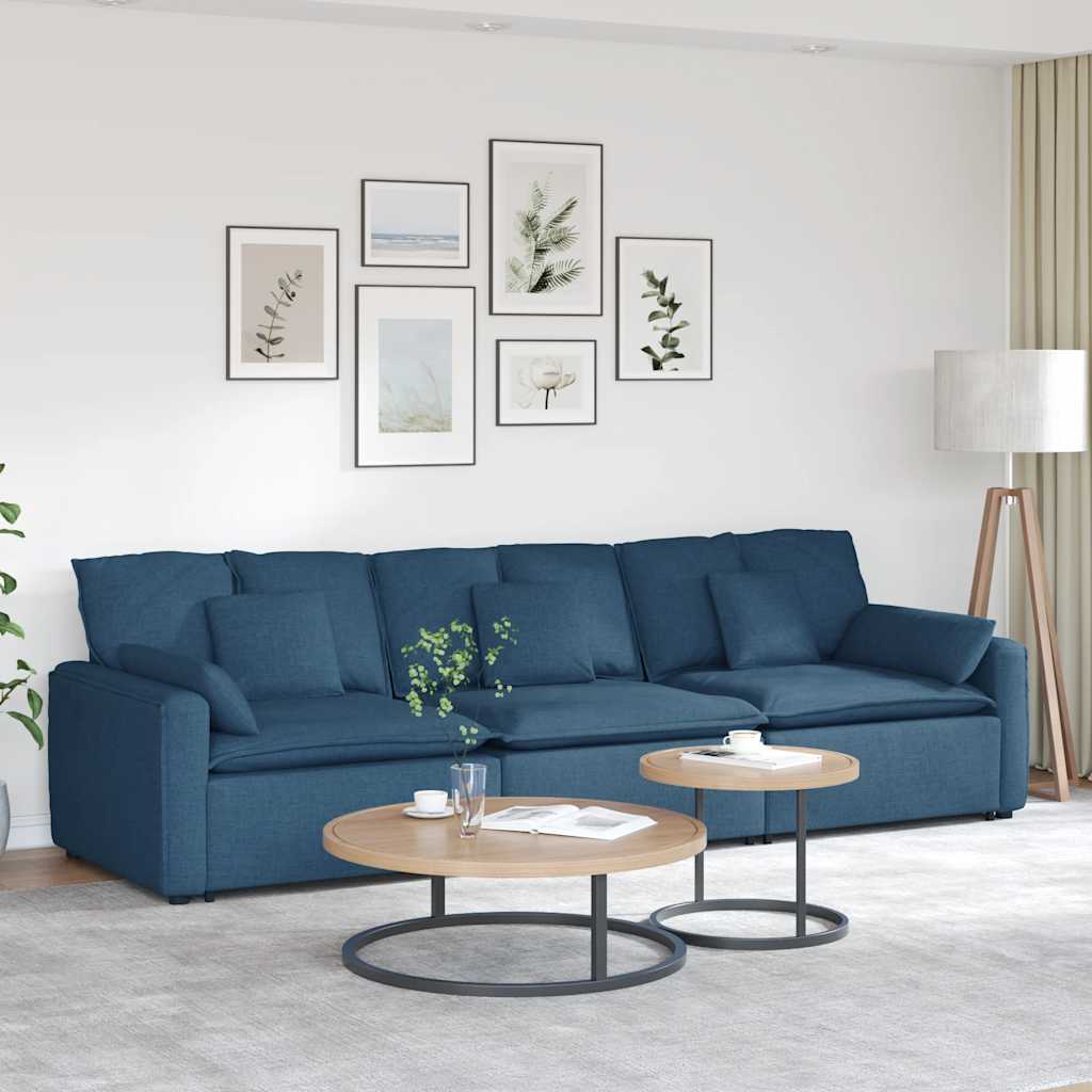 modulsofa med hynder blå