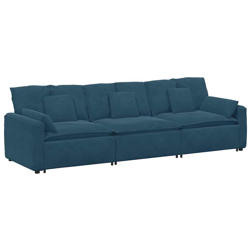 modulsofa med hynder blå