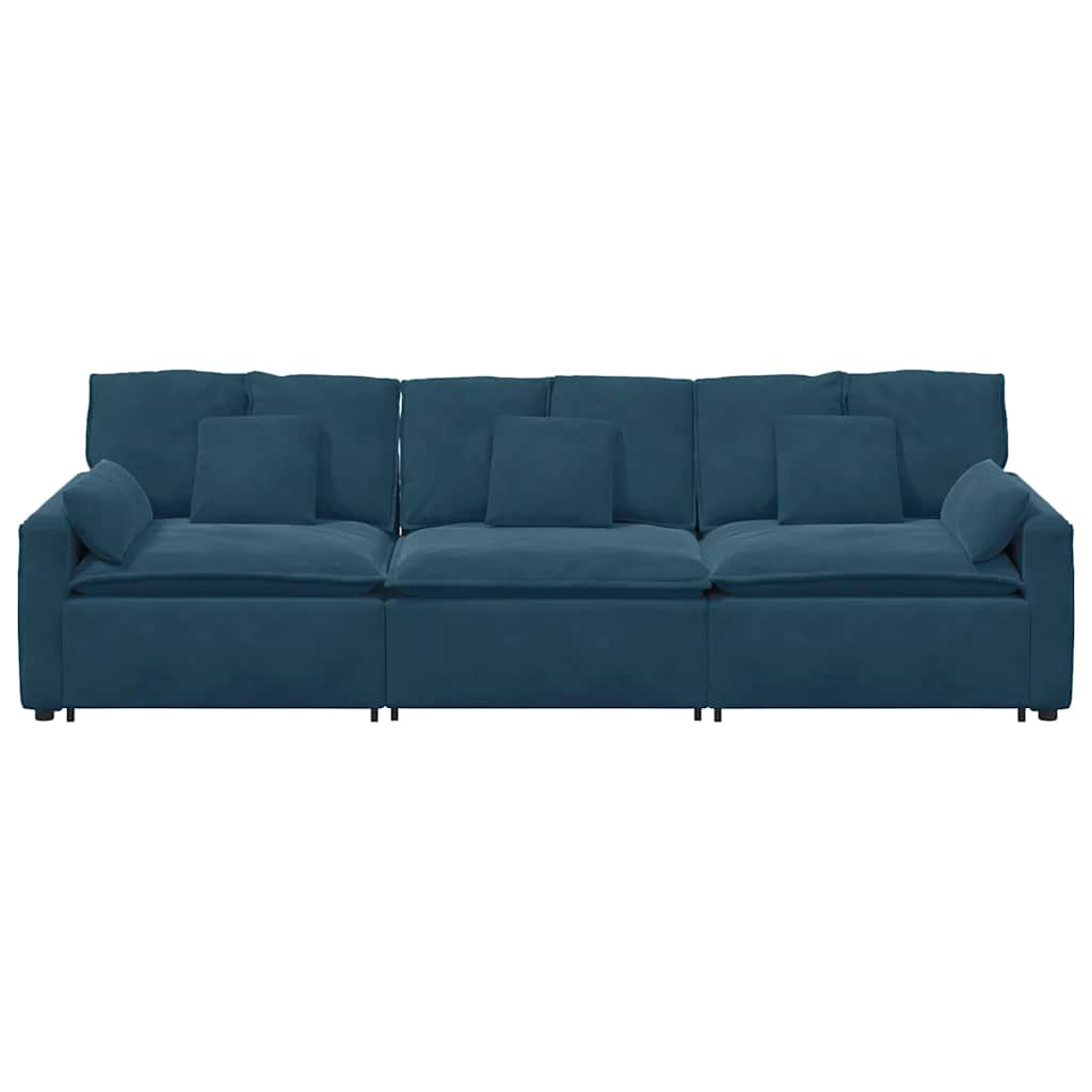modulsofa med hynder blå