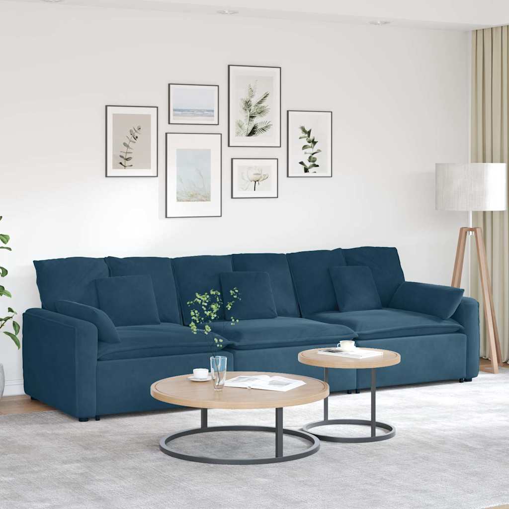 modulsofa med hynder blå