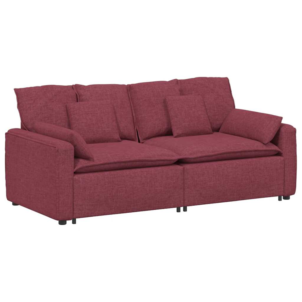 modulsofa med hynder vinrød