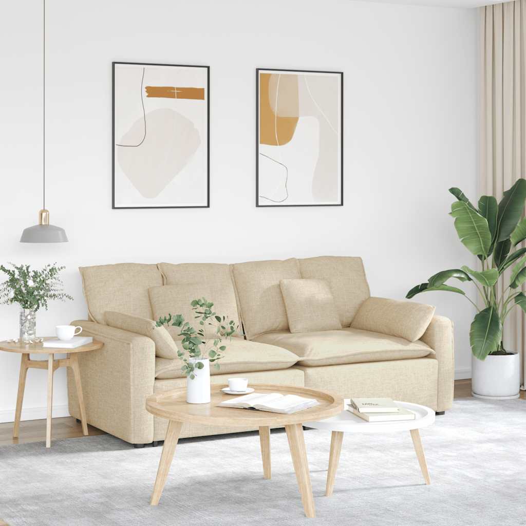 modulsofa med hynder cremefarvet