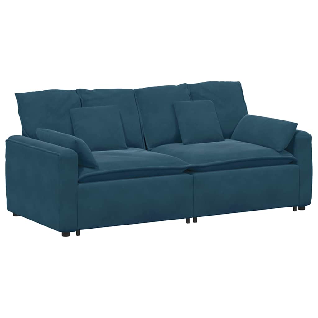modulsofa med hynder blå