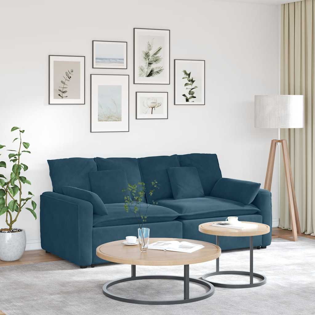 modulsofa med hynder blå